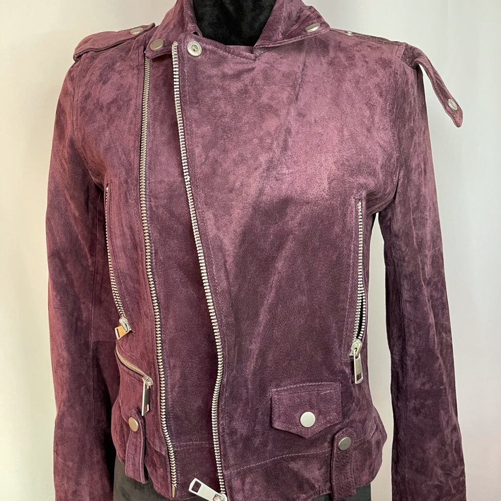 Purple genuine Leather Jacket